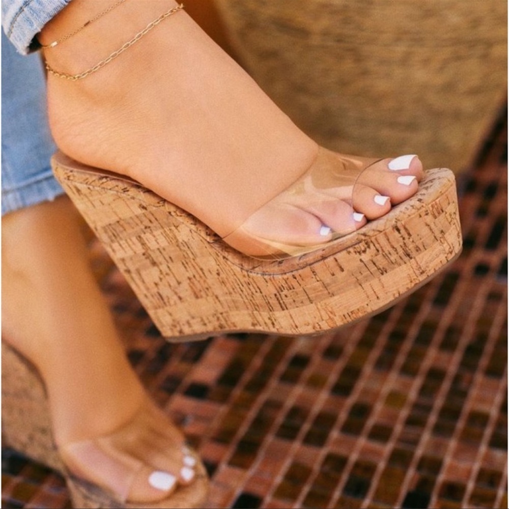 Woman’s Cork wedge with clear band - Picture 5 of 7